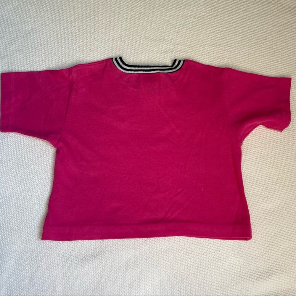 Vintage DIANE VON FURSTENBERG T Shirt cropped Top Ringer - Picture 2 of 7